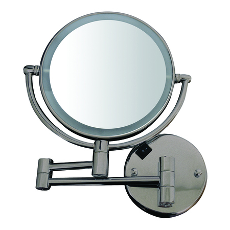 WHITEHAUS Round Wall Mount Dual Led 7X Magnified Mirror, Brushed Nickel WHMR912-BN